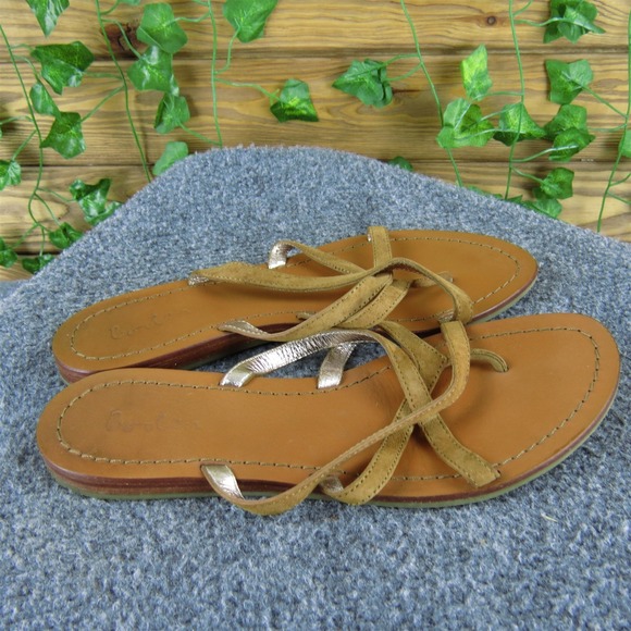 Boden Women  Flip Flop Brown Leather Sz 39 Medium‎ Gently Used 2025 - Picture 3 of 6